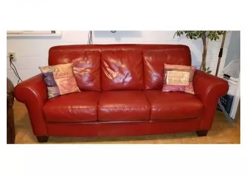Red Leather Sofa/Couch